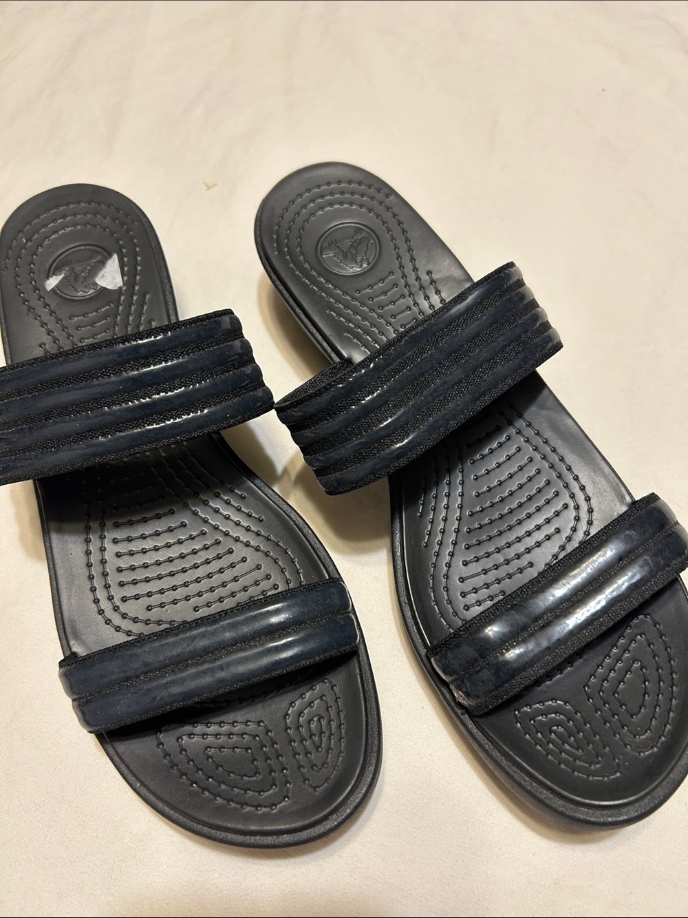 CROCS Women's Black Double-Strap Slide Sandals